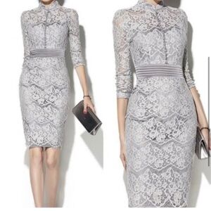 COPY - Metisu Gray Hollow Out Lace Dress